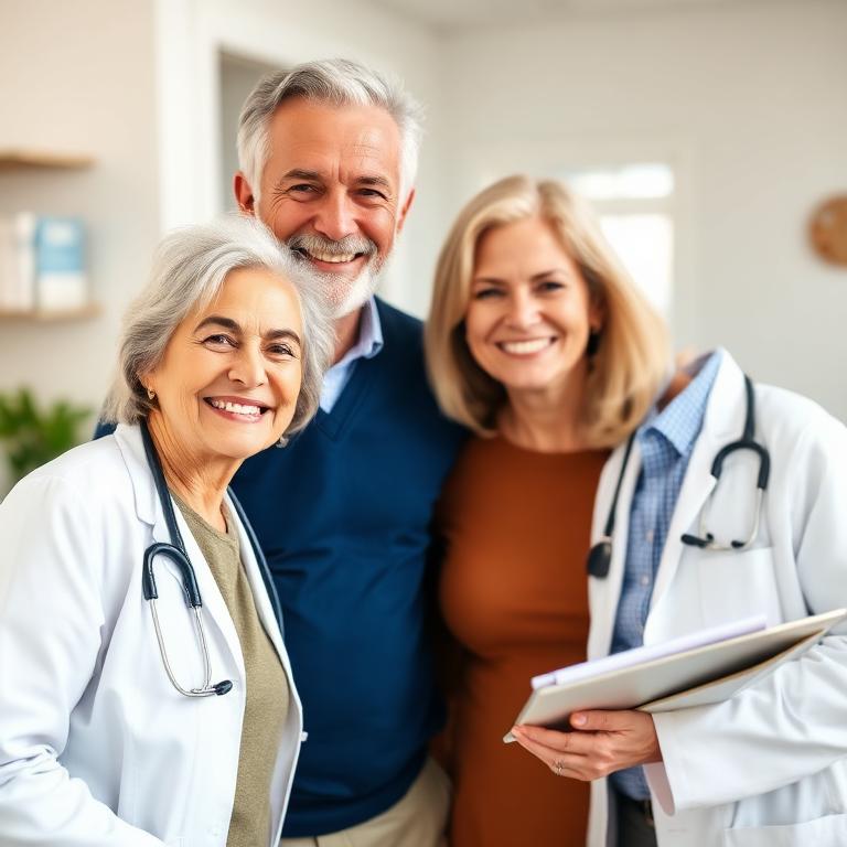 Senior couple meeting with a friendly doctor